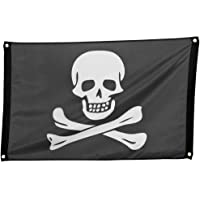 com-four® Bandera Pirata con Calavera y Tibias Cruzadas como decoración para Mardi Gras- Halloween y Fiestas temáticas…